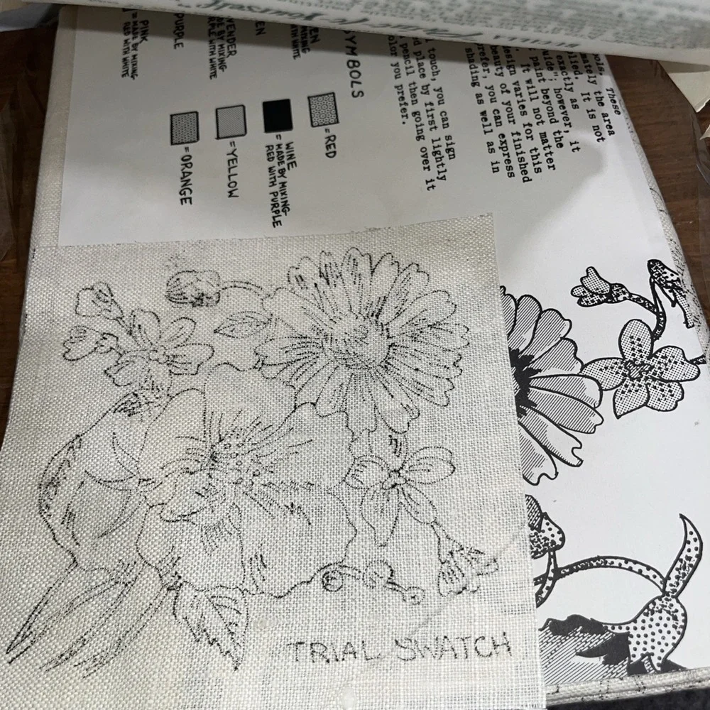 Vintage Linen Bucilla Table Cloth‎ 52 x 52 Stamped Paint It Yourself USA